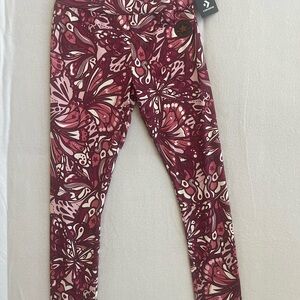 Converse XL Women’s Yoga Pants / Leggings – Burgundy Floral Print